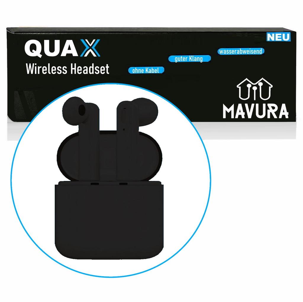 Bezdrátová Bluetooth sluchátka QUAX pro iPhone a Samsung, černá