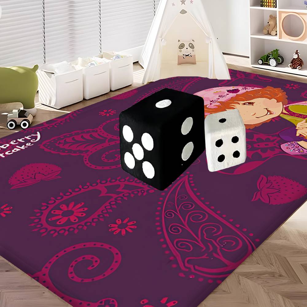 S-Strawberry-Pink Girl Door Mat Kids Room Bedroom Decoration Balcony Anti-Slip Doormat Living Room Doormat Area Rug