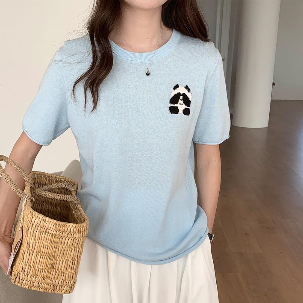 

Summer Women Mercerized Roman T-shirts Soft Silky Loose Short Sleeve basic casual Tee tops M