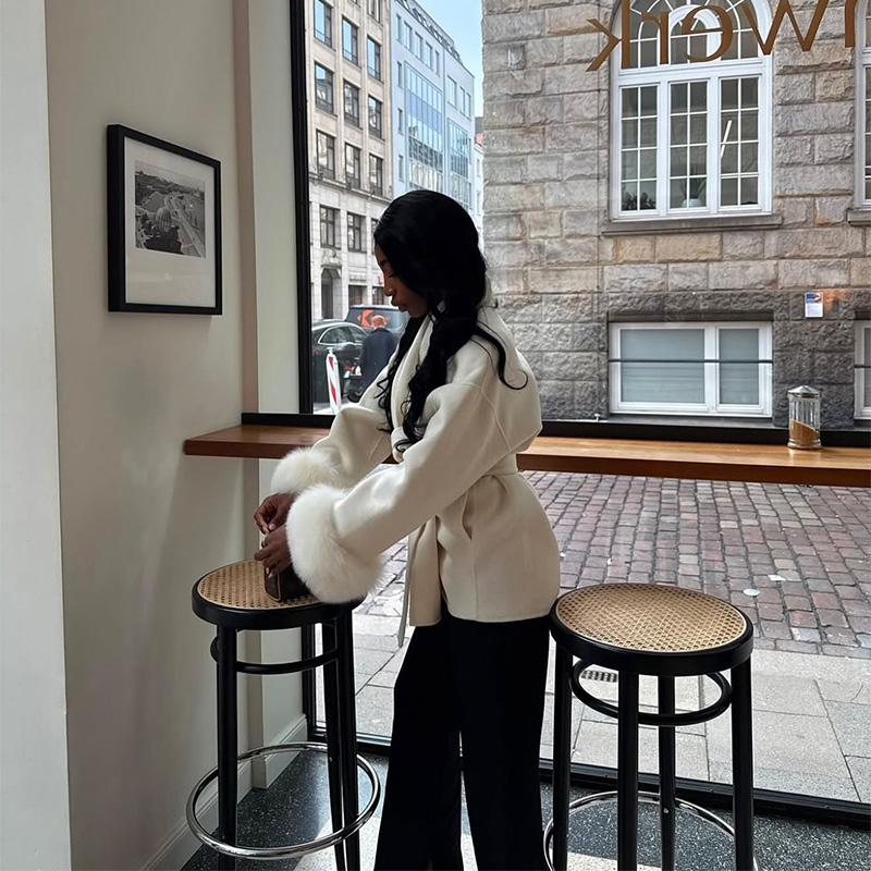 Lapel Tied Woolen Coat Women's Warm Comfortable Thick Cardigan Jacket Commute Retro Elegance Autumn/Winter 2025