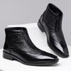 2026 Men's Business Casual Ankle Boots - Genuine Leather with Side Zipper&Brogue Perforations, Breathable Lining for Urban Style