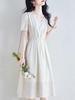 Elegant French-Style Summer Dress: Cinched Waist, Age-Defying Design