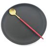 Juego de cucharas con mango largo dorado de 6 uds., juego de cubiertos de acero inoxidable mate, bebida agitadora pulida, helado, postre, cuchara para té, vajilla