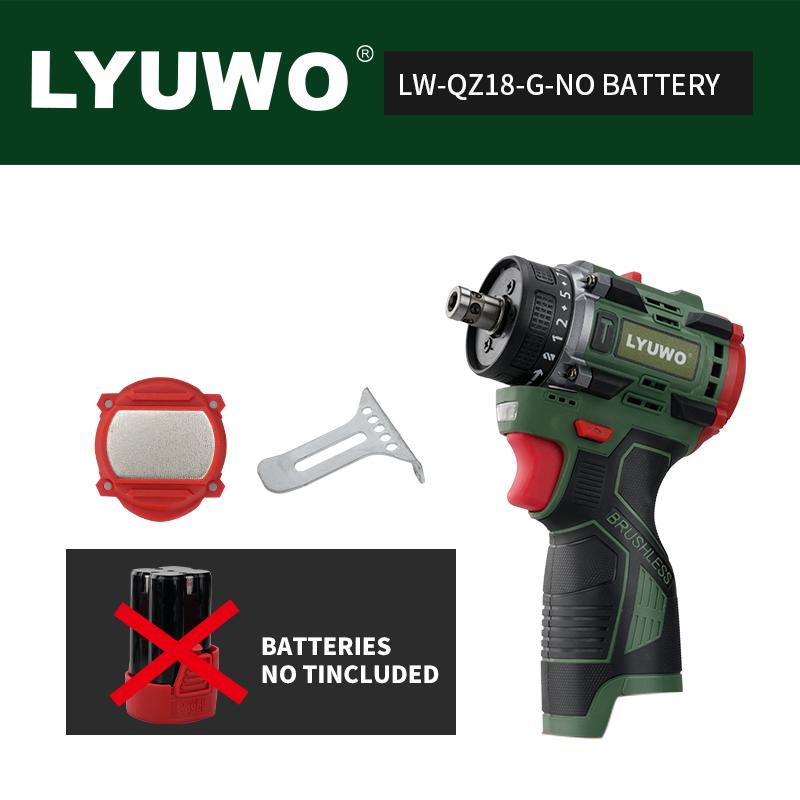 LYUWO Brushless Driver Multi Functional Lithium Electric Drill High Torque Charging Hand Drill Screwdriver Tool Dual Use Clamp