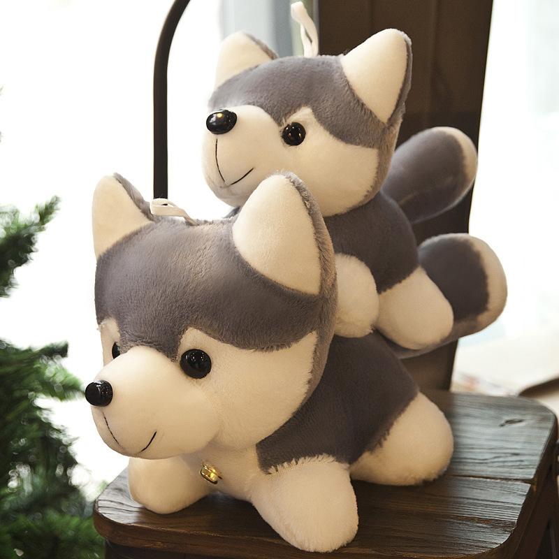 New Soft Dog Plush Doll Small Gray Plush Husky Side Grab Machine Doll Toy