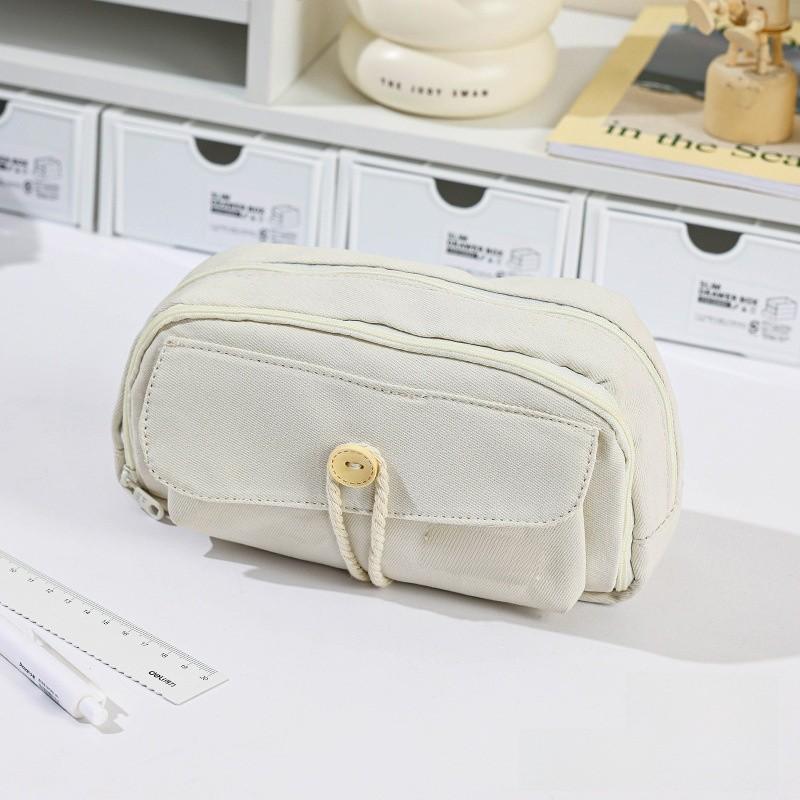 Canvas Multilayer Pencil Case For Students With Large Capacity Creative Design For School Use