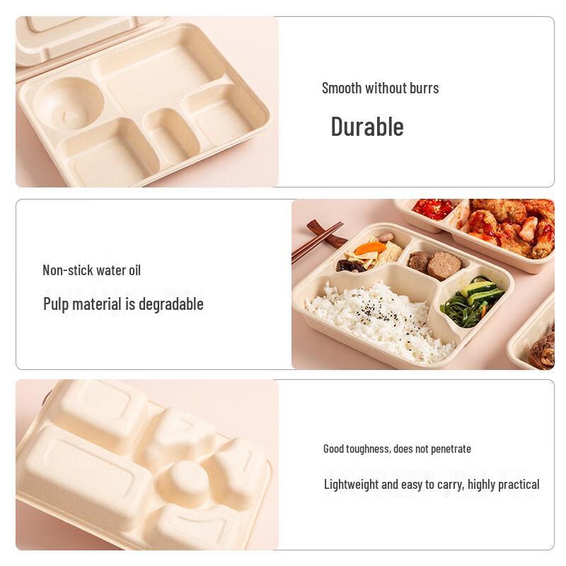 Mr. Corn Sugarcane Pulp Multi-Compartment Takeout Boxes