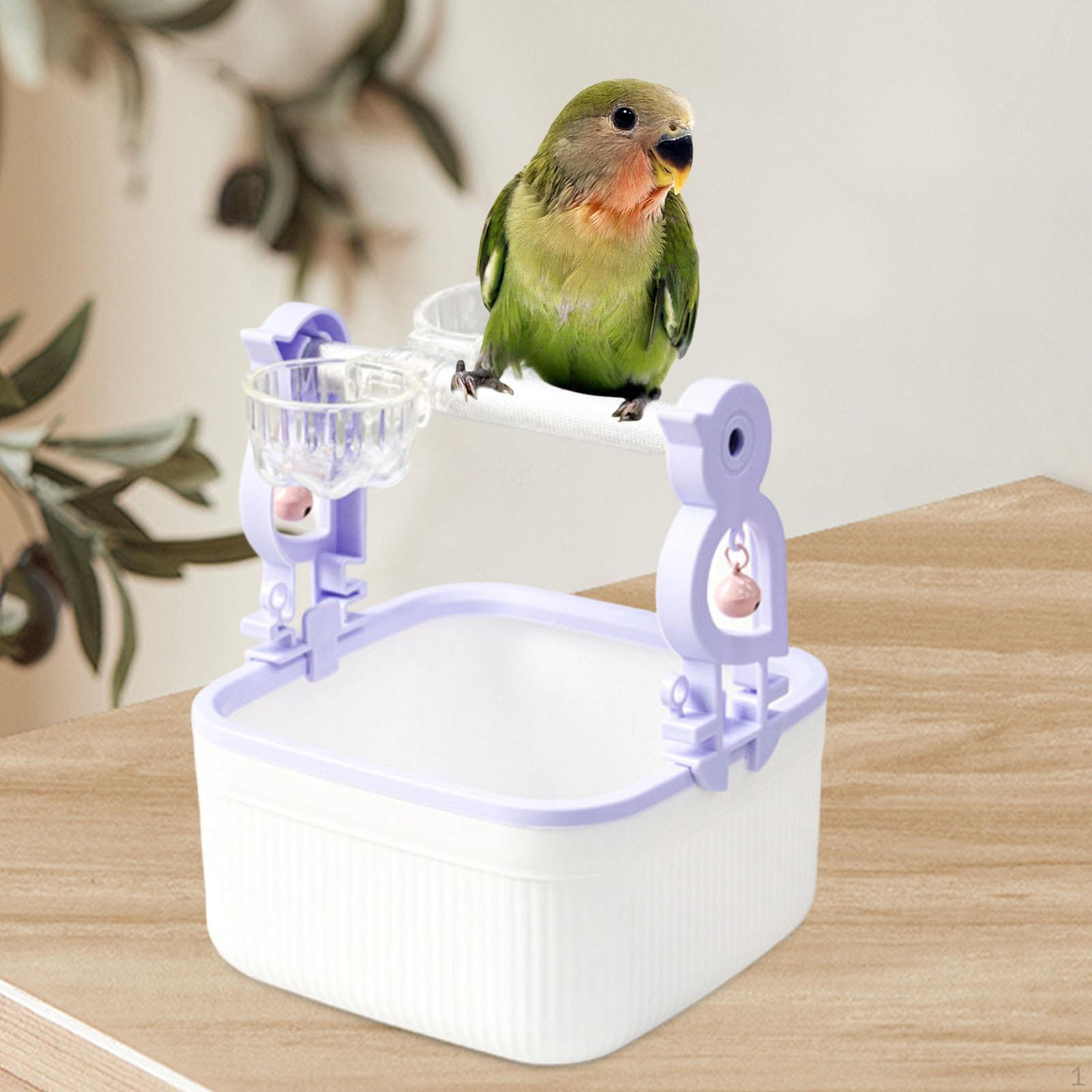Bird Perch Exercise Activity Toy Desktop with Cups Gym Stand Parrots Poop for Lovebirds