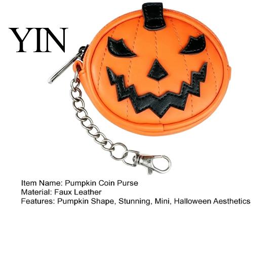 Dekorativer Taschenanhänger für Halloween Mini-Münzbörse Schlüsselanhänger, Kürbis Geldbörsen-Anhänger, Falsches niedliches geformtes Etui Leder Kleingeld Kartenhalter, Geschenke Damen
