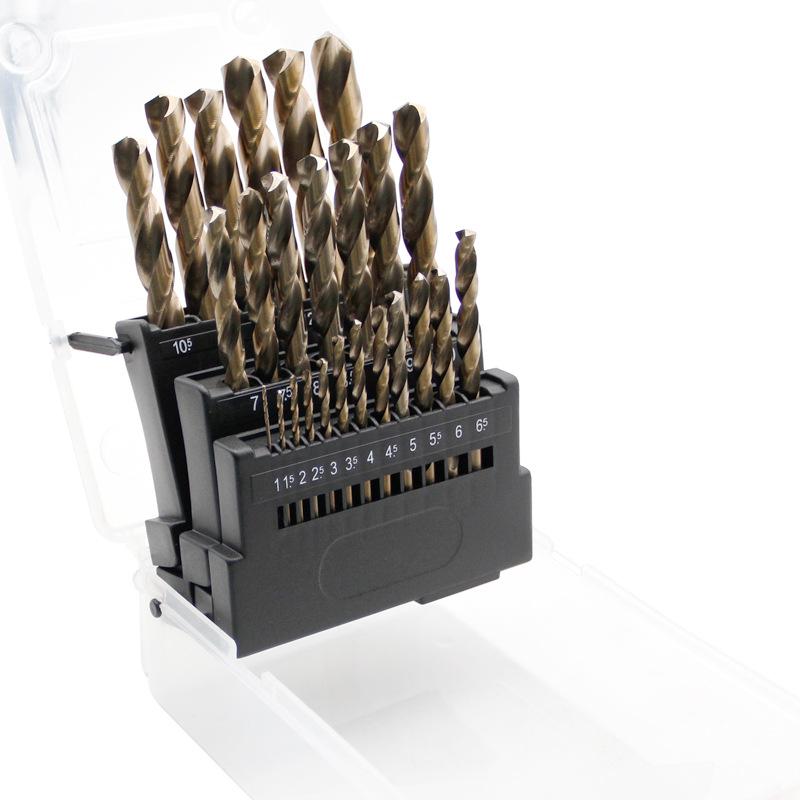 M35 Cobalt High-Speed Steel Yellow Twist Drill Bit Set for Stainless Steel - Fully Ground, Straight Shank.