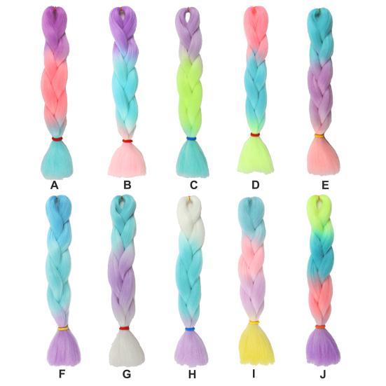 Yousheng Świecący Warkocz Kolor Gradientowy Świecący w Ciemności Dekoracyjny Antypoślizgowy Widoczny Warkocz Włosy Syntetyczne Neonowy Świecący Jumbo Warkocz Kucyk