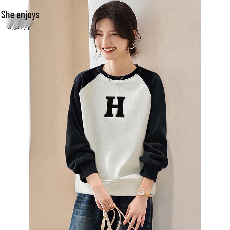 Women s Fleece-Lined Color Block Pullover Sweatshirt M