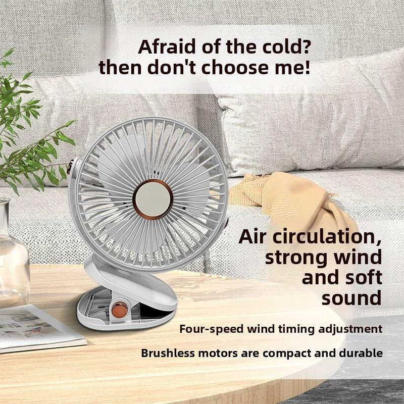 Ventilador de escritorio portátil de 6 pulgadas con luz LED recargable y clip potente por USB