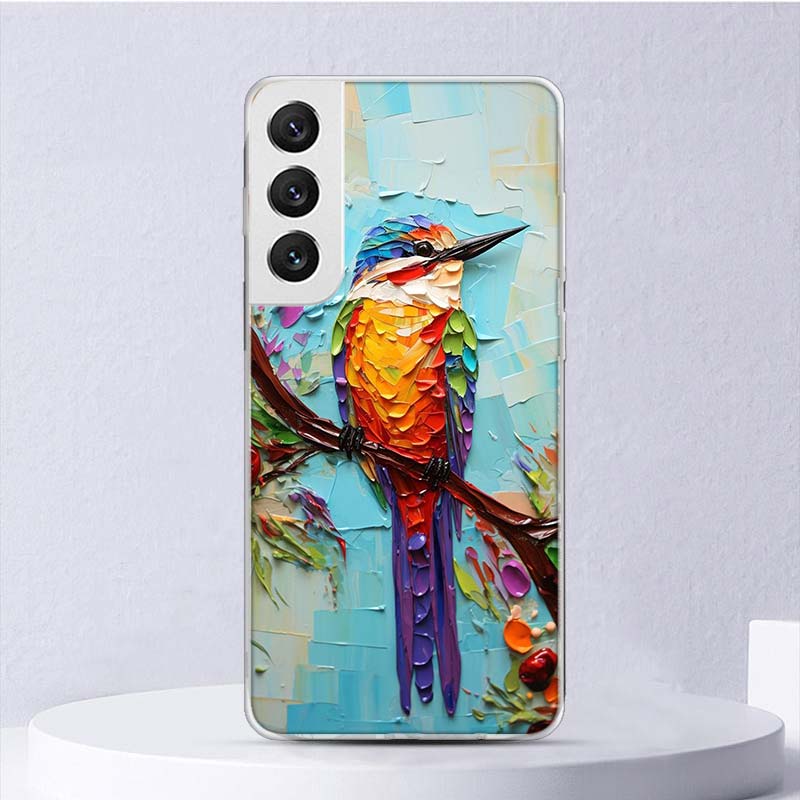 Tier Ölmalerei Vogel Weiche Hülle Für Samsung Galaxy S25 S24 S23 S22 Ultra Handyhülle S20 FE S21 Plus S25 Edge + Funda Coque