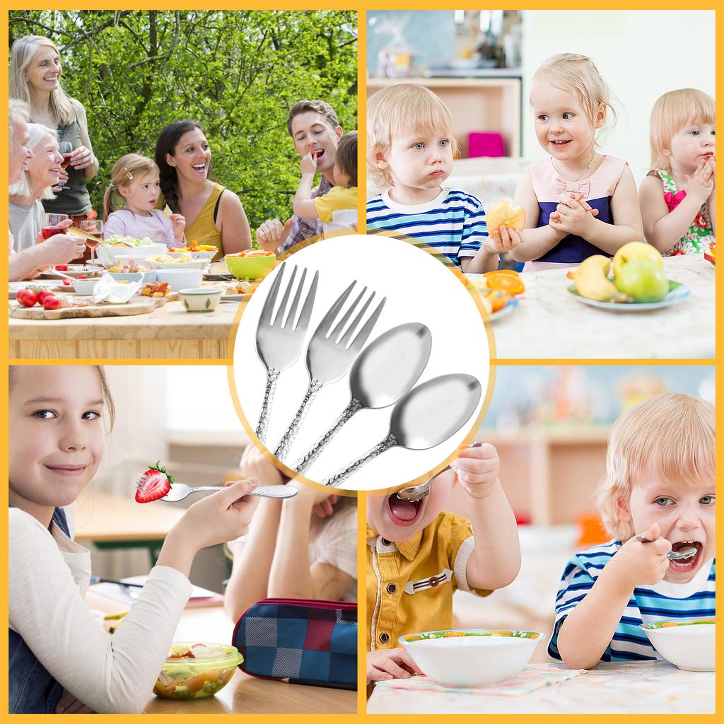 10/20Pcs Stainless Steel Kid Fork Spoon Outdoor Fork Tableware Portable Picnic Travelling Dinnerware Child Cutlery Set for Home