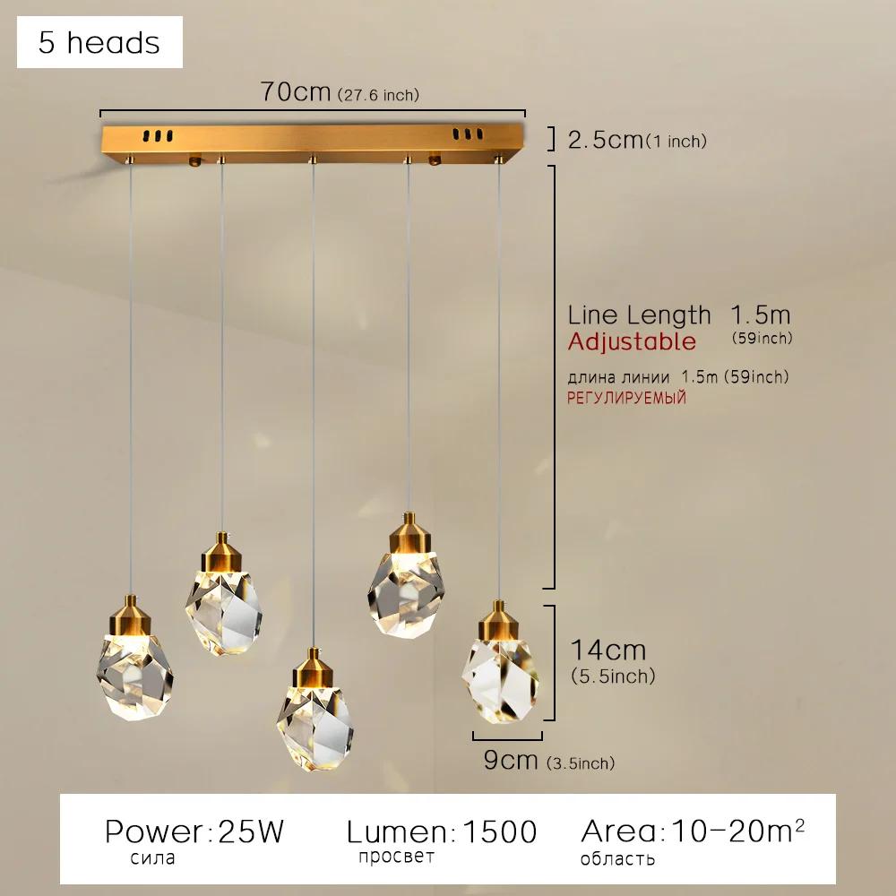 Lumini suspendate din cristal K9 simple, sufragerie, sufragerie, candelabre cu led, decor interior, lămpi de iluminat suspendate