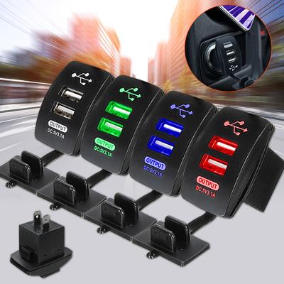 Presa accendisigari impermeabile per auto, caricabatterie doppio USB per auto con illuminazione a LED, adattatore di alimentazione