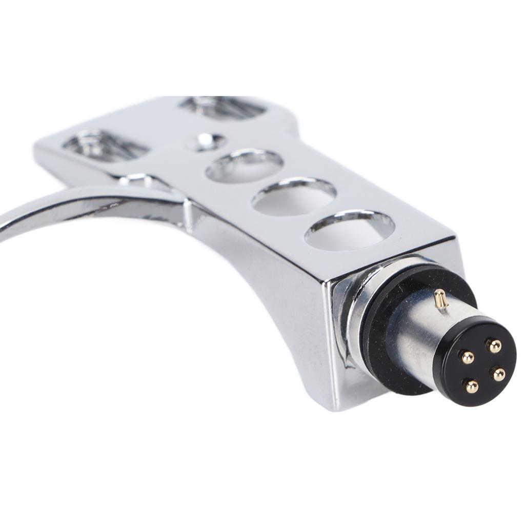Phono Head Shell Zinc Alloy Replacement LP Tonearm Cartridge Head Shell with Wires for Vinyl Record Players