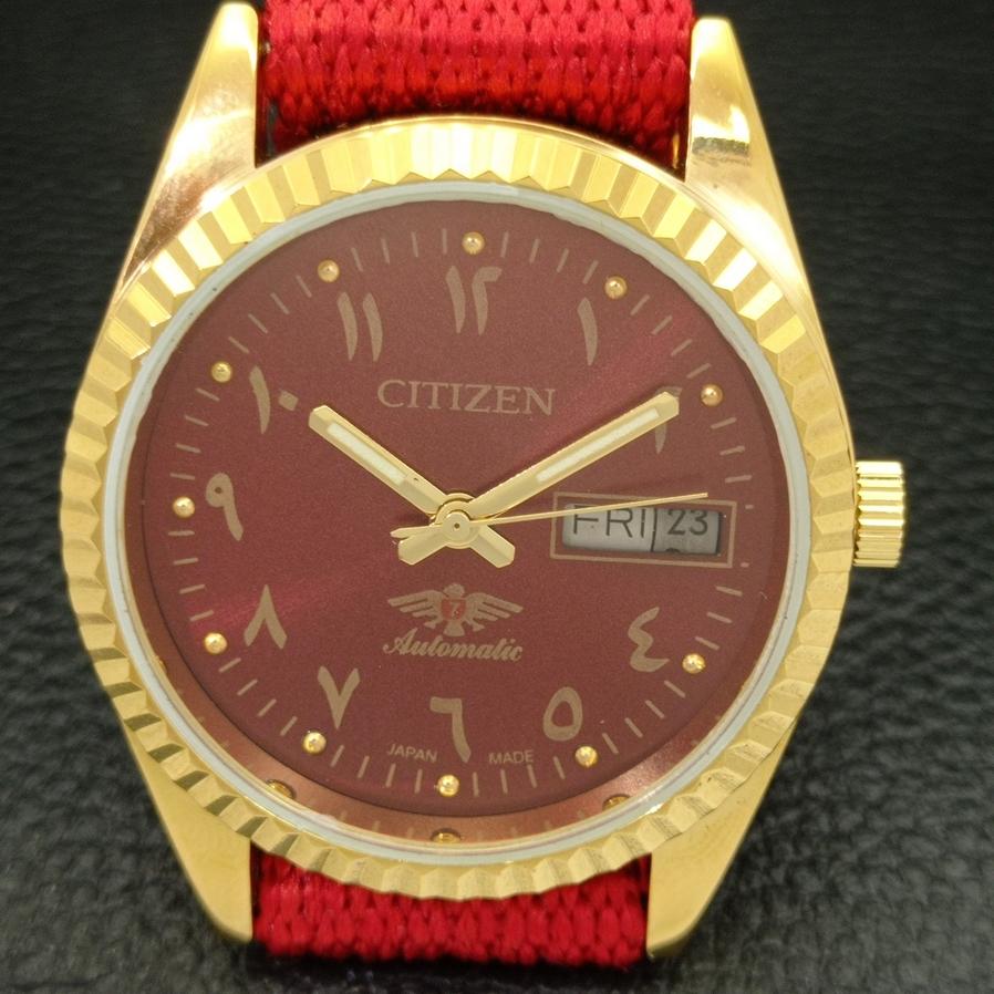 REFURBISHED AUTOMATIC CITIZEN 8200 JAPAN MENS ARABIC RED DIAL WATCH a427232-2 QRL-a427232