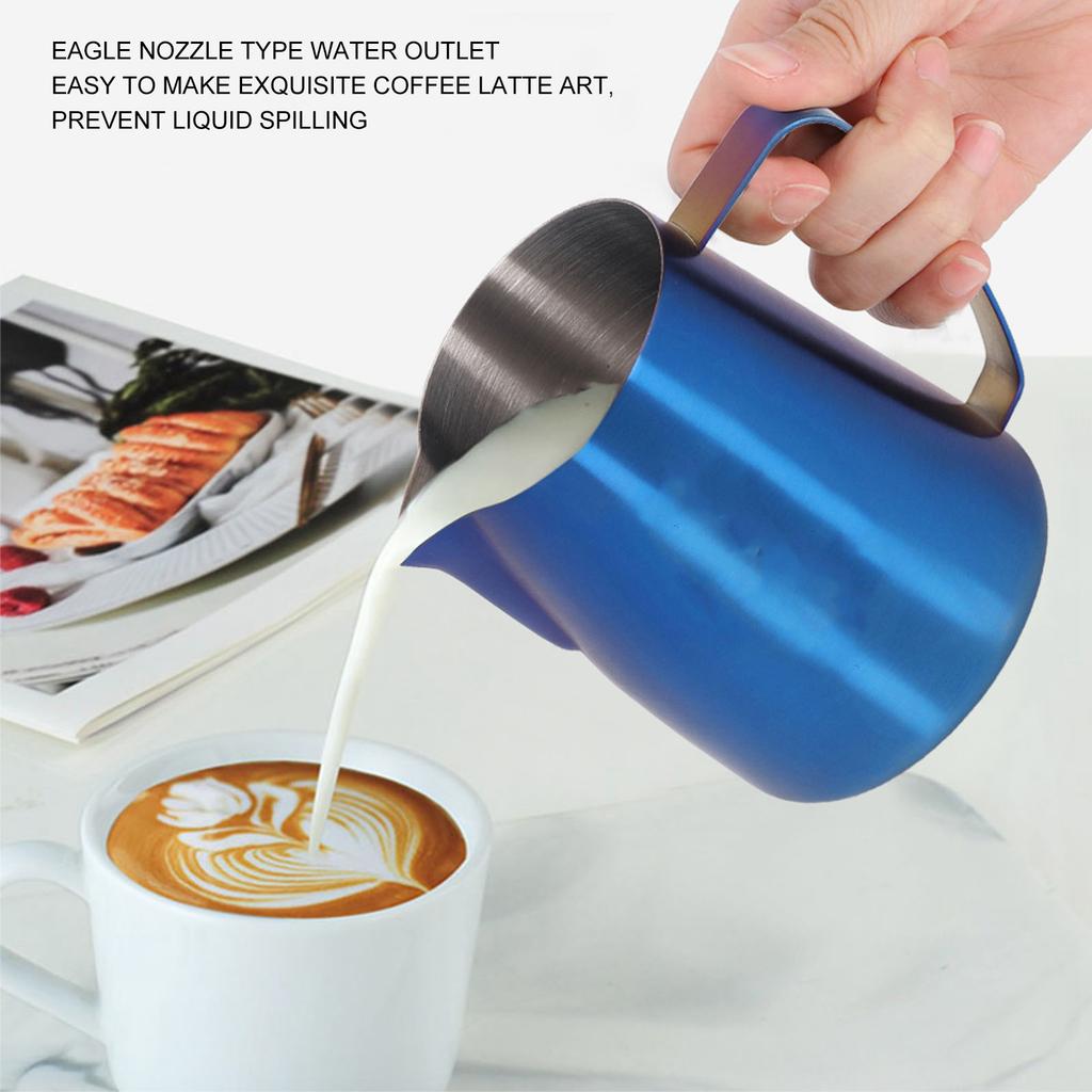 Frothing Pitcher Eagle Spout Prevent Spilling 304 Stainless Steel Frother Cup with Handle for Milk Coffee 420ml