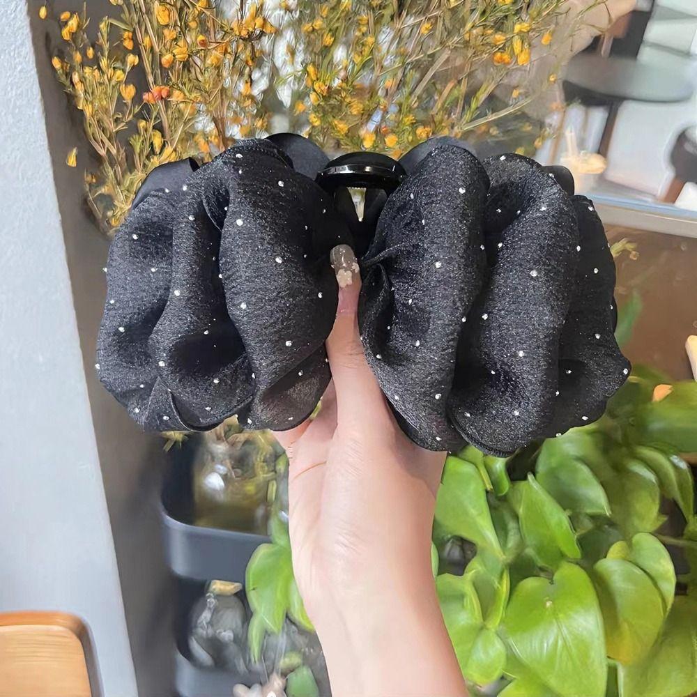 Princess Style Ponytail Holder Dot Women Hair Clips Korean Shark Clip Bow Hair Claw Bowknot