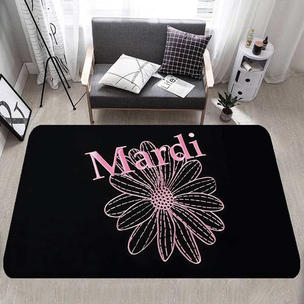 Designer Trendy Brands M-Mardi Fashion Logo Floor Mat Cheaper Anti-slip Modern Living Room Balcony Printed Bedside Mats