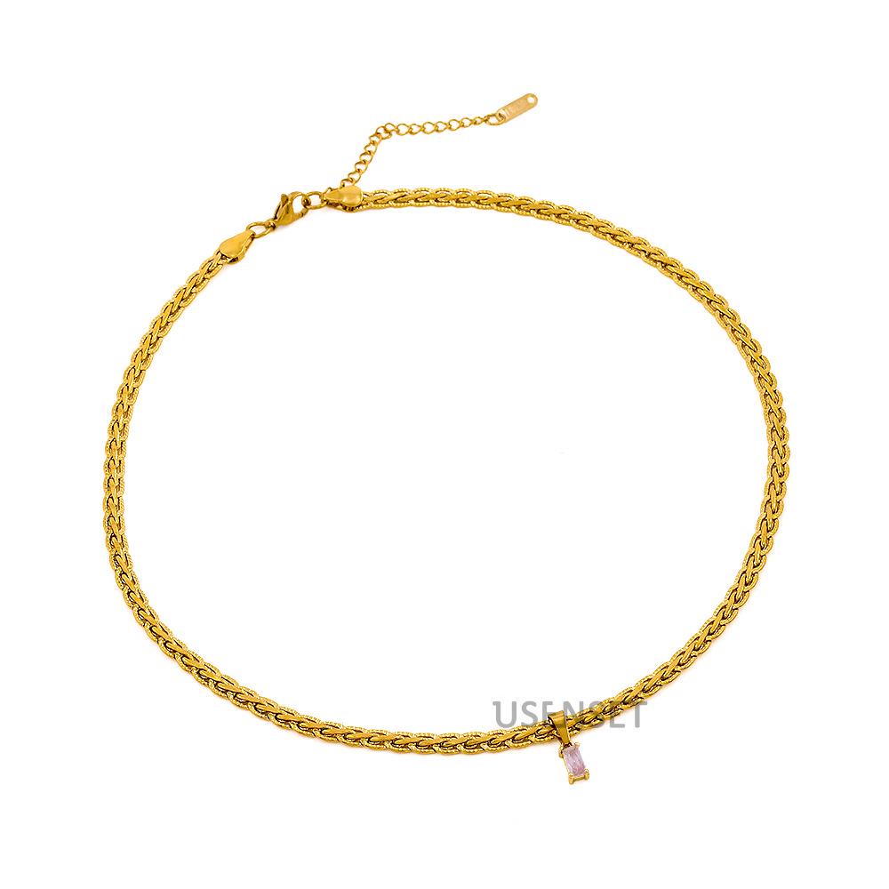 European & American Colorful Zircon Pendant Necklace with 18K Gold-Plated Copper Clavicle Chain - Women's Unique Design YS31