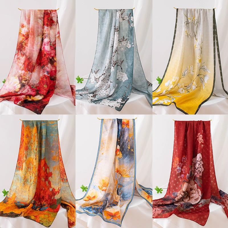 Mulberry Silk Scarf Shawl 2in1 Women Long Neck Warmer Mom Fashionable