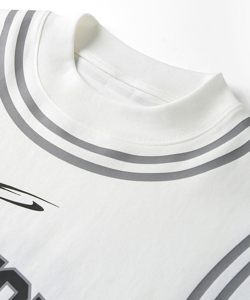 Beoteunseoul Fake Layered Lettering Print Oversized Short Sleeve T-Shirt (White)