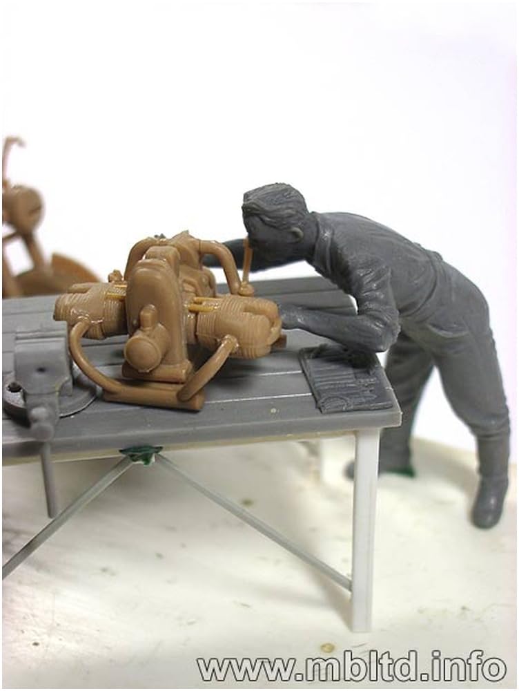 Master Box German Motorcycle Maintenance Scene with Sidecar and Set of 4 Plastic Models MB35060 1/35 Accessories,