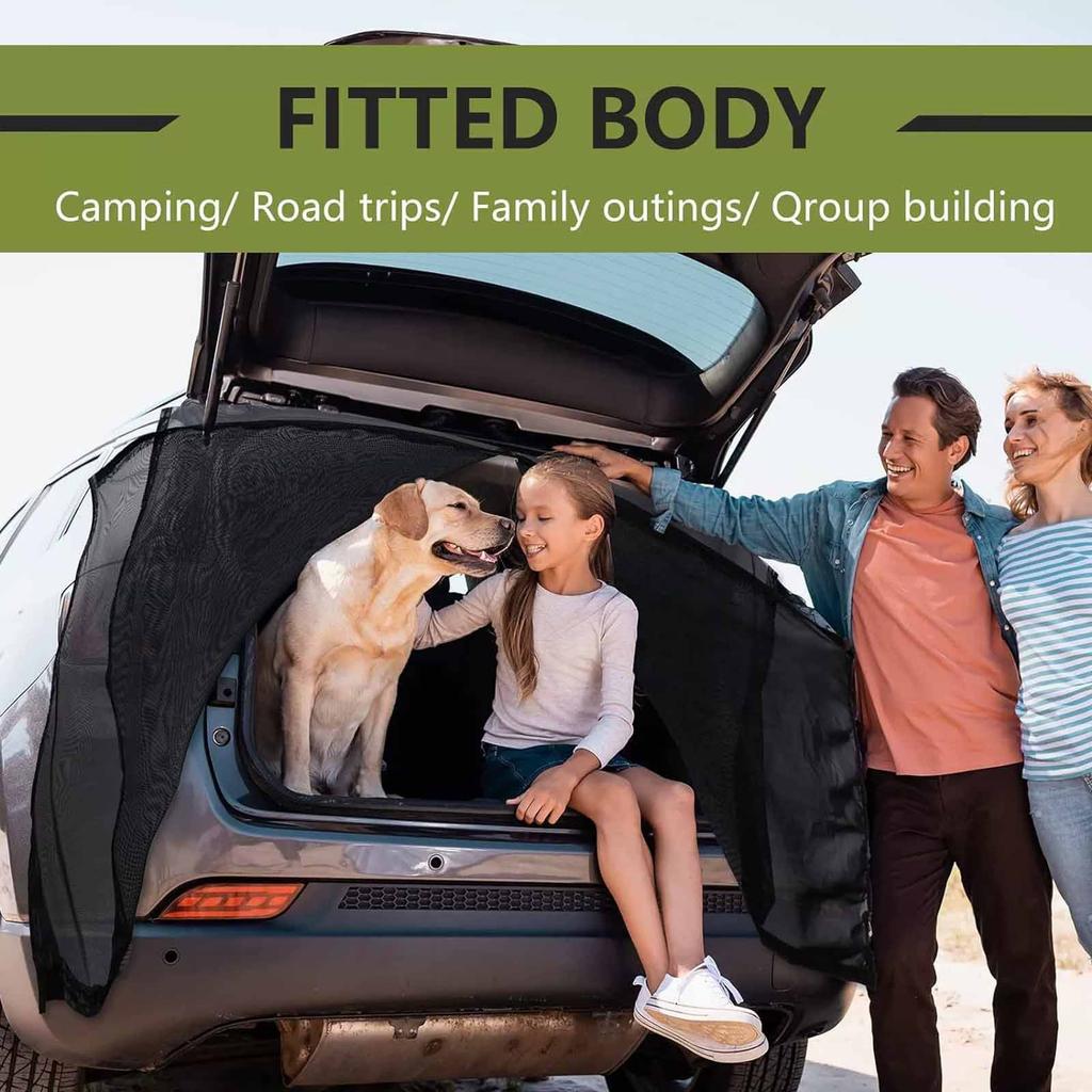 Tenda zanzariera per bagagliaio SUV – Tenda parasole traspirante a prova di insetti con cerniera bidirezionale, Tenda parasole UV per bagagliaio auto per campeggio all'aperto, Viaggi, Picnic