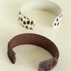 Stitched Real-leather Horsehair Bracelet Furry C-shaped Open Bracelet Leopard Print Bangle  Gift