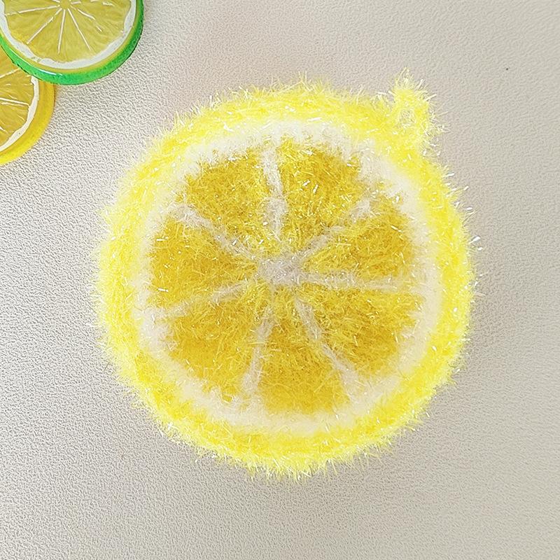 Lemon Dish Towel Brush Acrylic Woven Dish Towel Cleaning Hand Crocheted Dish Towel Household Kitchen Cleaning Tools