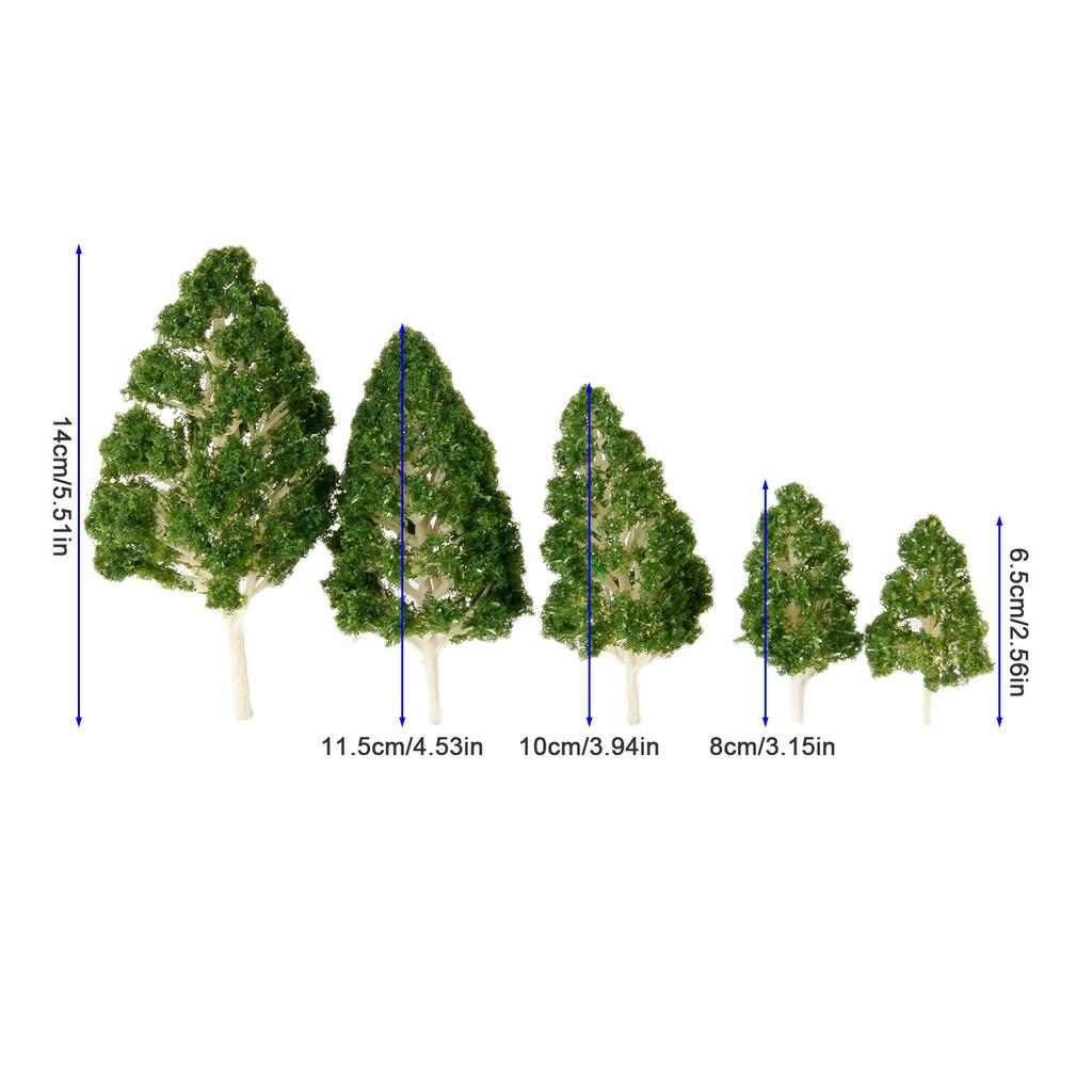 Yetaha Model Trees, 5-Pack, for Potted Plants, Railway Models, Poplar Models, Beige Tree Trunks, Diorama Decoration, Miniature Gardens, Mixed Sizes