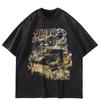 Streetwear Auto Grafik T-Shirt Baumwolle Gewaschenes Schwarzes T-Shirt Unisex Oberteile T-Shirts Sommer Kurzarm T-Shirt