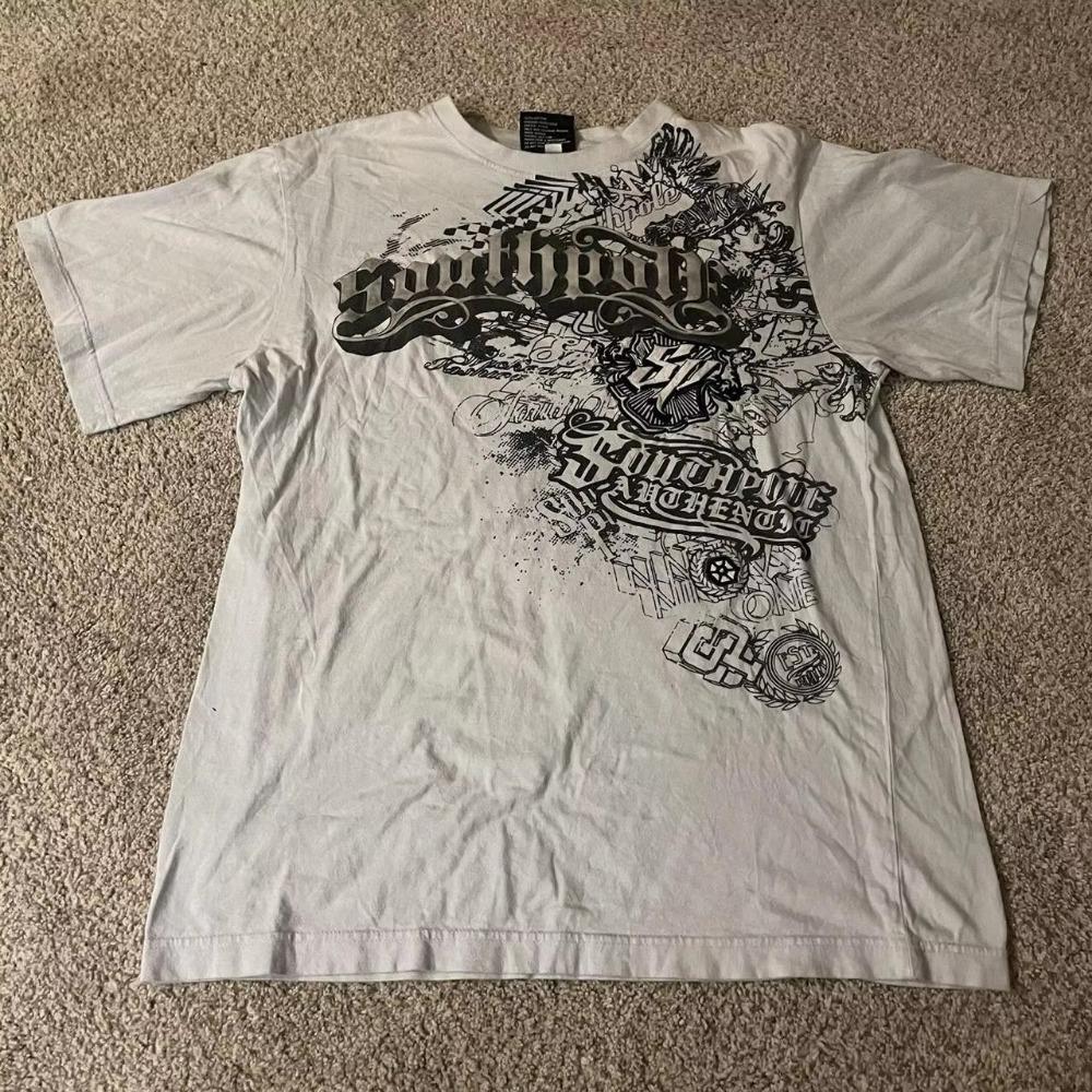 High Street Southpole Tricou Oversized cu Mânecă Scurtă pentru Femei Y2K cu Imprimeu Grafic Harajuku Gotic cu Gât Rotund Topuri cu Mânecă Scurtă