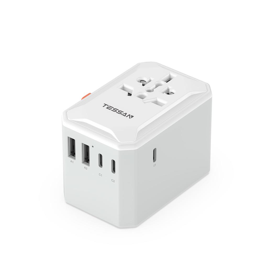 Tessan Travel International Outlet Worldwide Simultaneous 5 USB International Travel Adapter for and More Adapter, Multi-Type, Converter, Compatible,