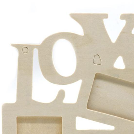 3 Compartments Love Letters Photo Frame Burr Free Decorative DIY Art Craft Wooden Picture Frame for Children