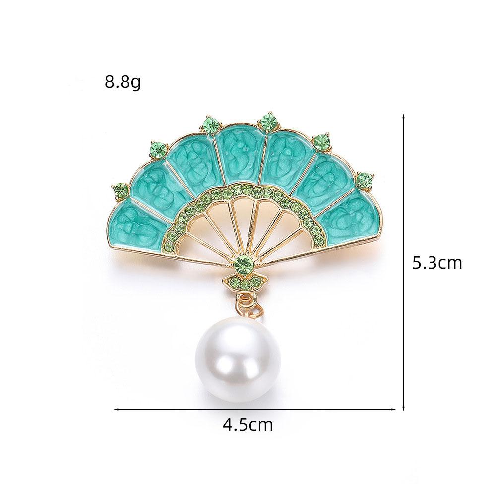 Retro Brosche Kreative Mode Brosche Emaille Brosche Leichter Perlenfächer Pin Für Wintermantel Geschenk Schal