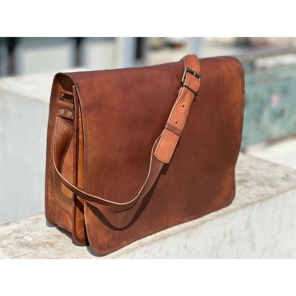 Bag Leather Genuine Men's Vintage Travel Shoulder Laptop Men Brown Messenger New