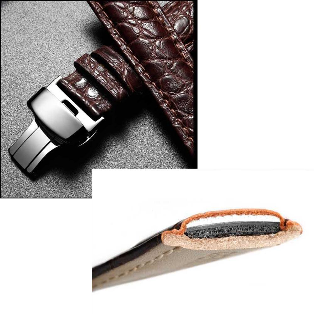Free Shipping Real  Cow Leather   Quick Release   Watch  20mm  22mm  Crocodile  Strap  Croc Leather   Genuine Strap