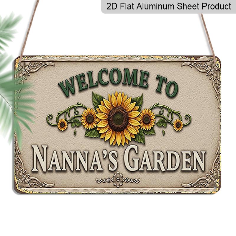 

2D Flat 1pc ( 8X12 ) Welcome To Nanna S Garden Featuring Bright Sunflowers. This Is A Decorative Gift Sign, Floral Sign, Aluminium Metal Sign 20*30cm