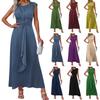 Damenmode Lässig -Farbiges Taille-gebundenes Langes Ärmelloses Kleid