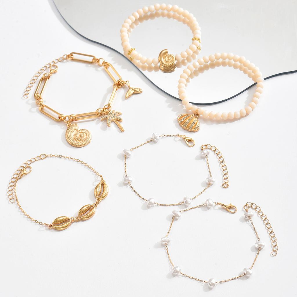 Bracelet European and American jewelry women's rice bead alloy shell pendant niche bracelet high value