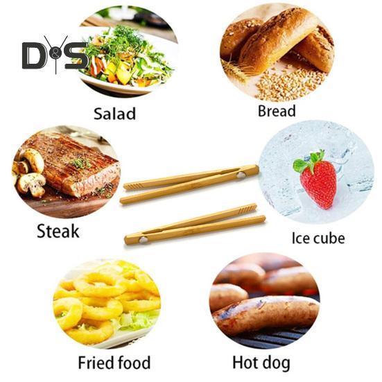 1/2 Stück Bambus-Toasterzange, magnetische Servierzange zum Kochen, Mini-Anti-Rutsch-Bambus-Utensilien für Speck, Brot, Salat