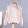 Girls' Fashionable Knitted Half-High Neck Sweater - Autumn/Winter Style, Thickened Base Top for Medium and Large Children