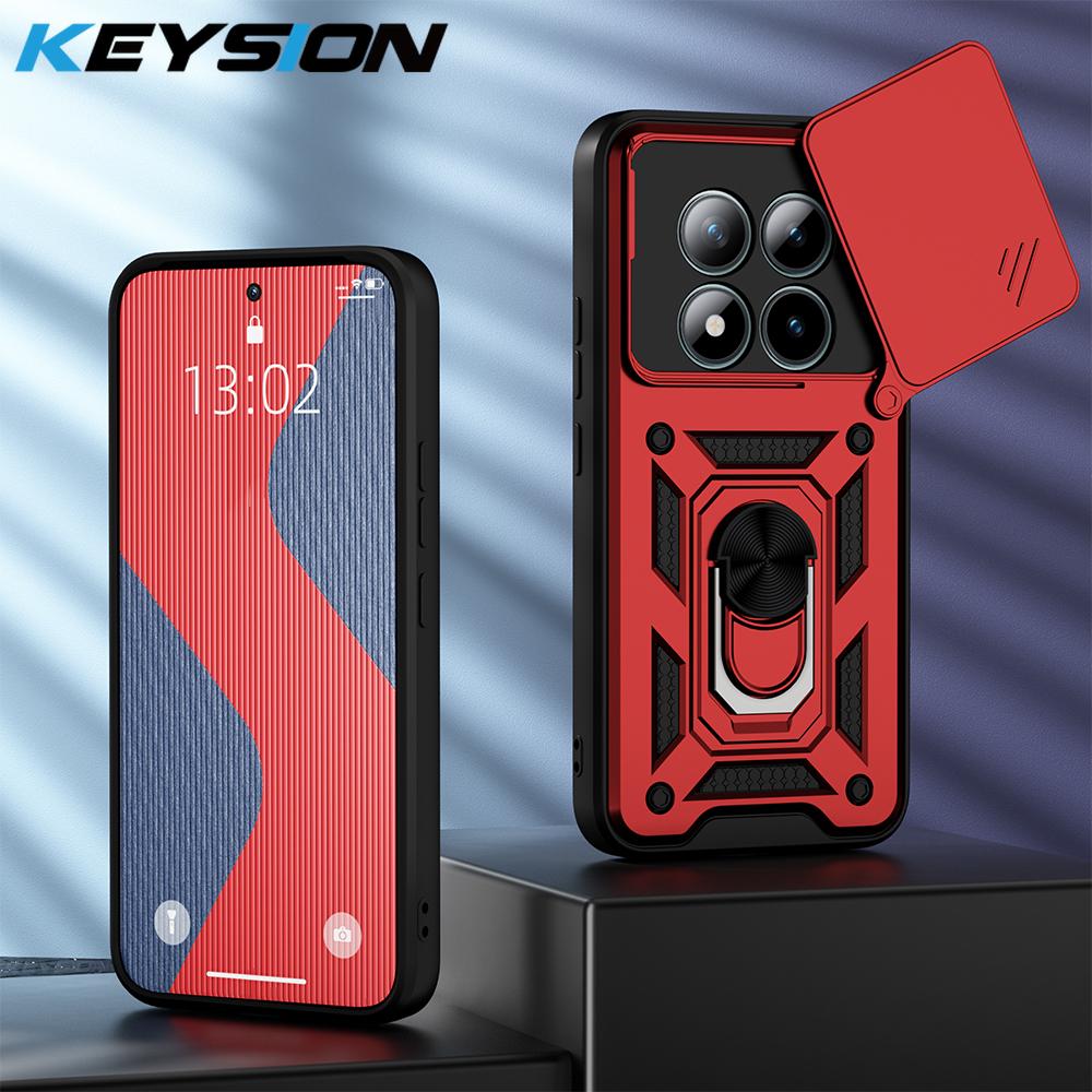 KEYSION Shockproof Case for Redmi Note 15 Pro 4G 15 Pro+ 5G Slide Camera Lens Protection Ring Stand Phone Cover for Redmi Note15