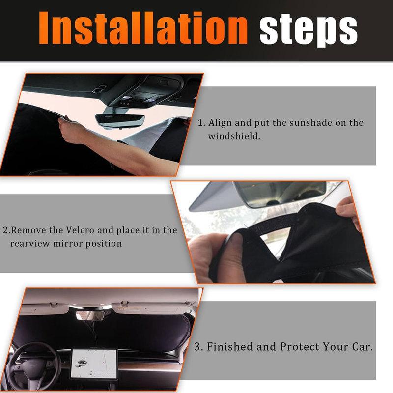 For Tesla Model 3 highland Windshield Sun Shade Model Y/3/S/X Folding Front Window Sunshade Cover Block Heat & UV,Car Sun Shade