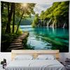 Breathtaking Forest Lake Tapestry - Vibrant Polyester Woven Wall Hanging with Scenic Nature Scene, Perfect for Bedroom and Livin