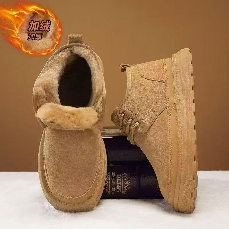 Snow boots fleece thickened warm couple shoes autumn and winter outdoor suede thick sole heightening men's cotton shoes